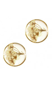 Connector with dried flowers 20mm - Gold-beige